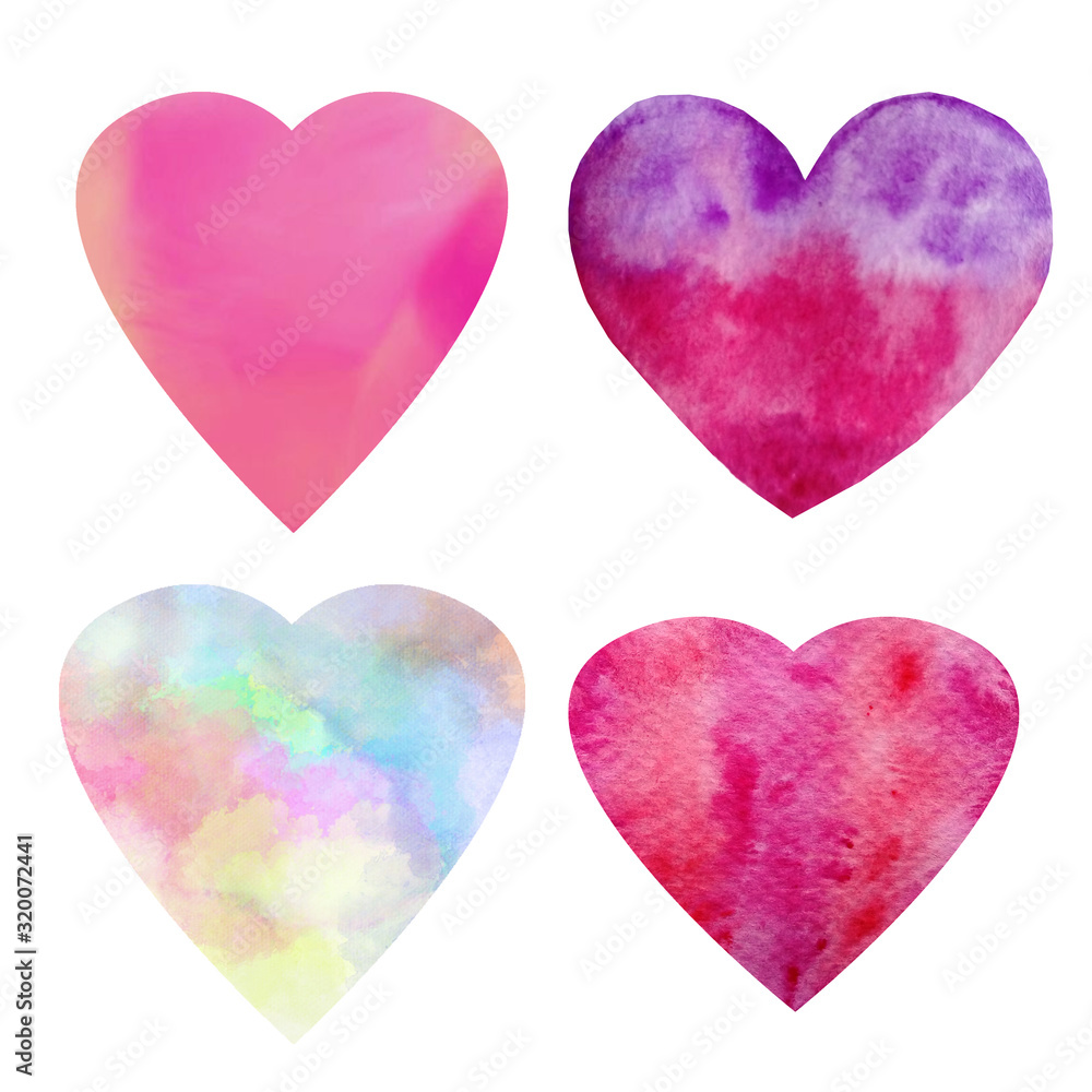 watercolor pink hearts