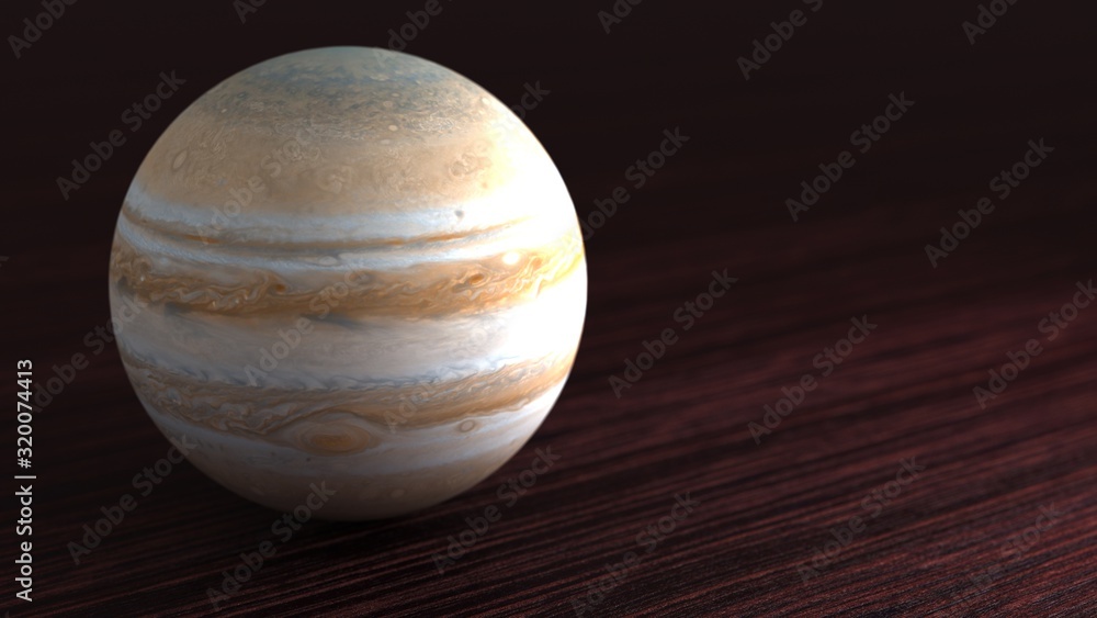 Planet of the solar system Jupiter. Little planet lies on the table. 3D illustration. Planet of the solar system Jupiter. Little planet lies on the table. 3D illustration.