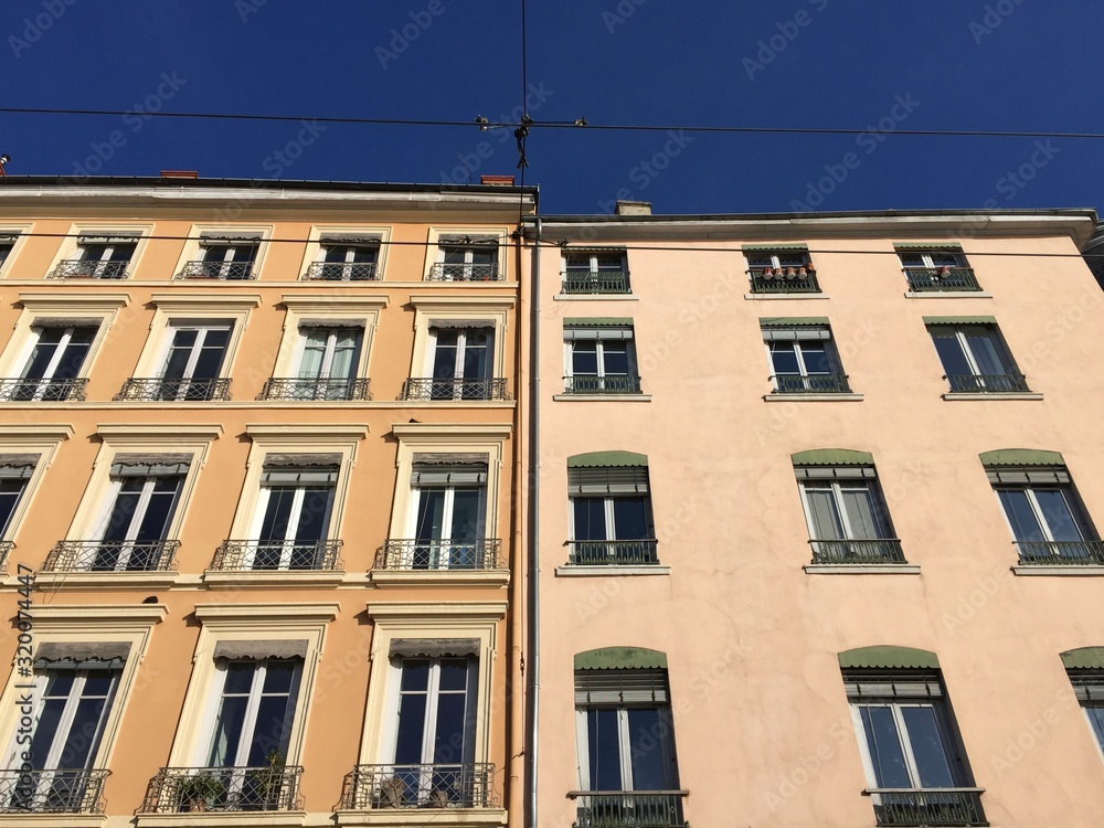 Buildings on quays of the Saône in Lyon, France Buildings on quays of the Saône in Lyon, France