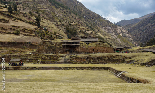 Chavin archaeological site, Peru. Pre-inca ruins of historical culture photo