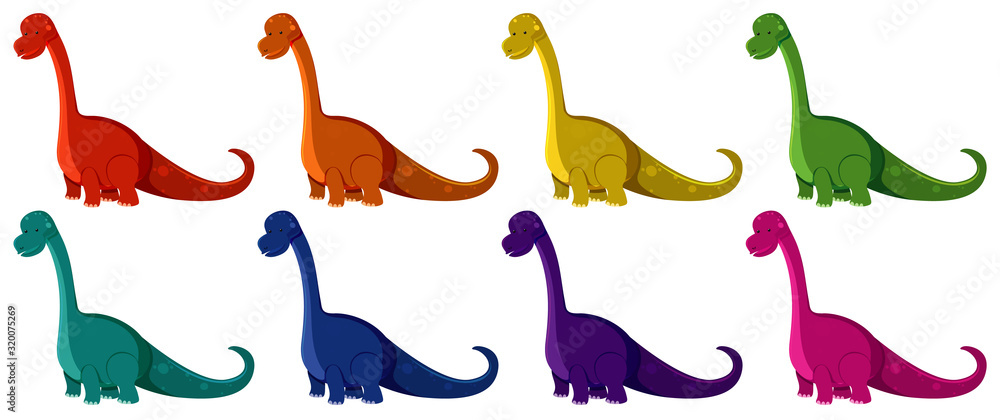 Brachiosaurs in eight different colors