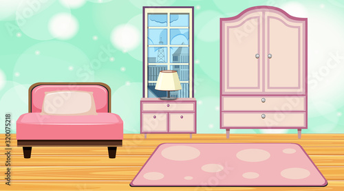 Room with pink bed and closet