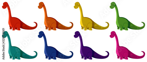 Brachiosaurs in eight different colors