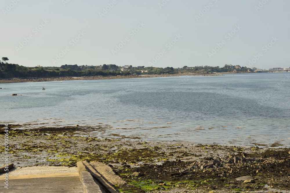 Foto de Pêche aux coques à pieds à marée basse en Bretagne