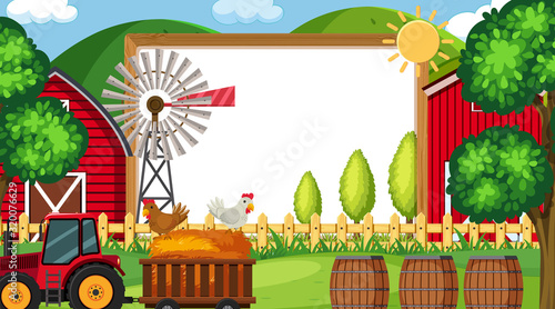 Border template with farm scene in background photo