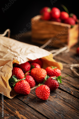 strawberry on the wooden rustic background