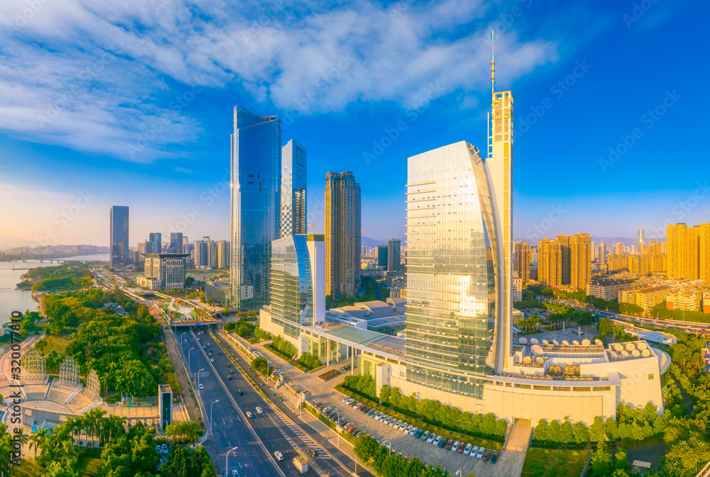 Fototapeta premium city scenery on the North Bank of Min River, Fuzhou City, Fujian Province, China