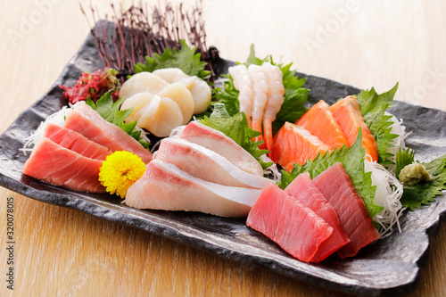 刺身の盛り合わせ　Japanese plate of Assorted Sashimi photo