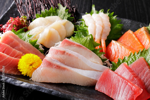 刺身の盛り合わせ　Japanese plate of Assorted Sashimi photo