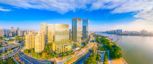 city scenery on the North Bank of Min River, Fuzhou City, Fujian Province, China