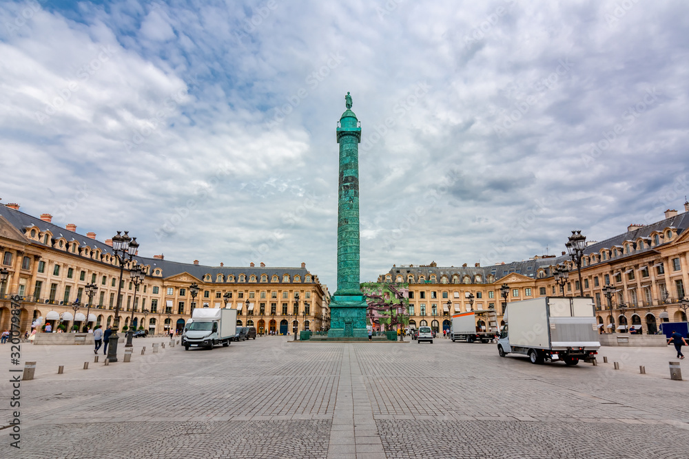 Vendome column on Vendome square, Paris, France