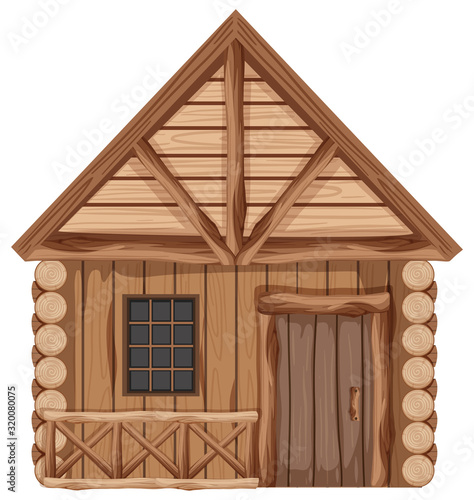 Wooden cottage with one door and one window