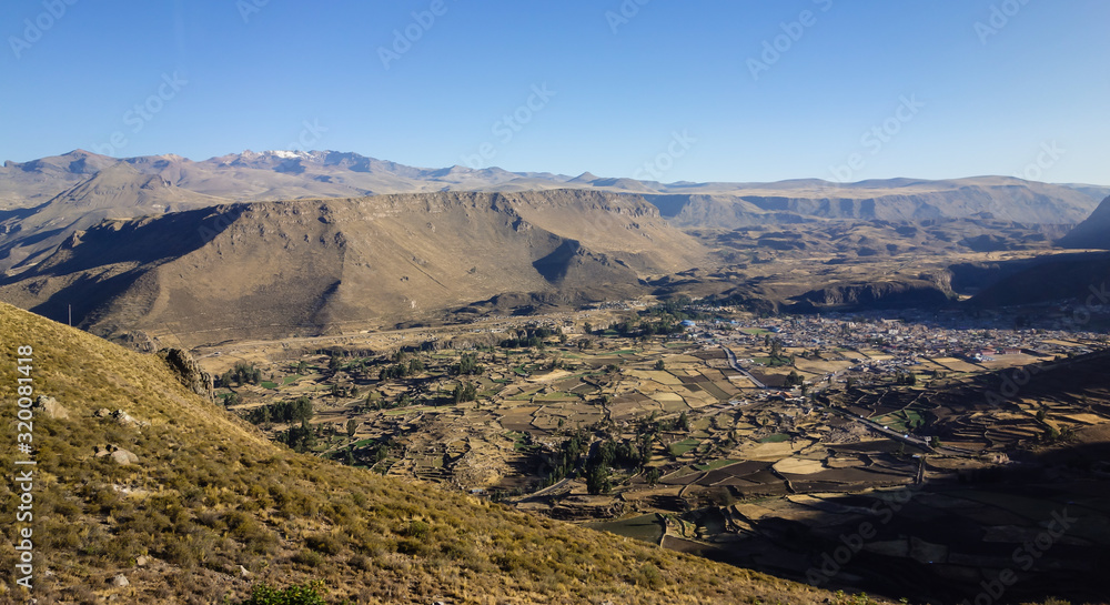 town on valley of 'Canyon del Colca'. Famous touristic site in Arequipa, Peruvian andes.