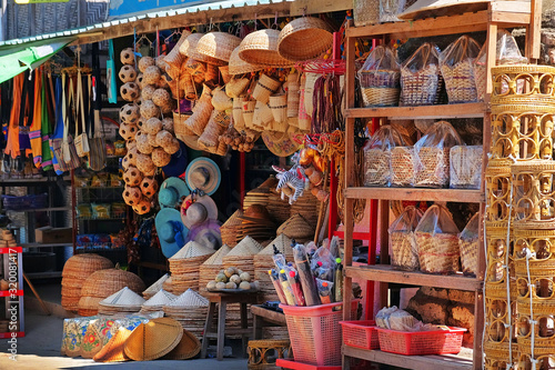 Traditional Takraw bamboo balls and other objects from Mandalay, Myanmar.