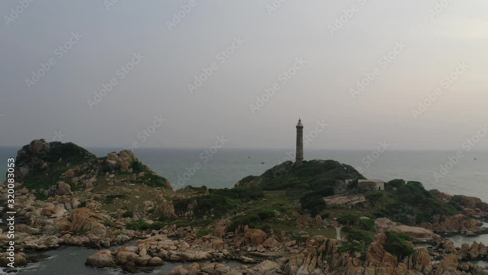 Nov 08/2019 aerial view 4k video of Ke ga Lighthouse from above during late afternoon Nov 08/2019 aerial view 4k video of Ke ga Lighthouse from above during late afternoon