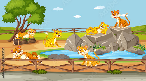 Scene with wild animals in the zoo at day time