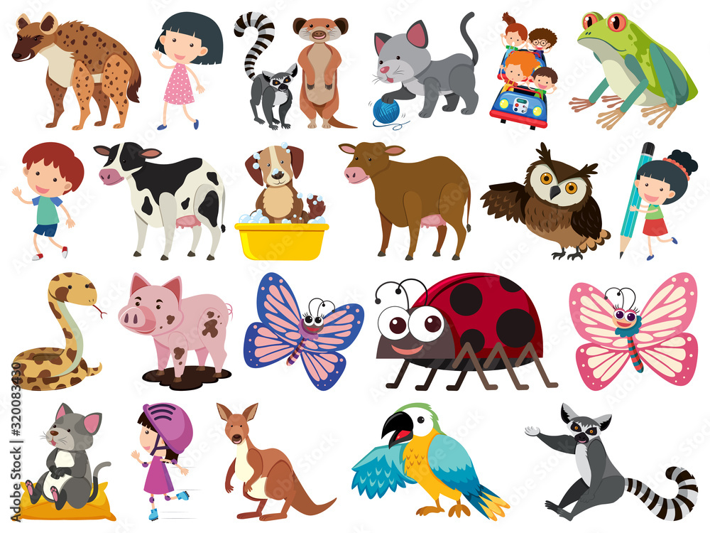 Obraz premium Set of isolated objects theme animals and kids