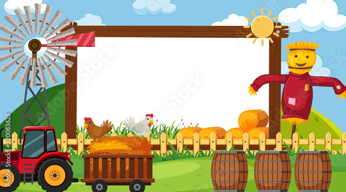 Border template with farm scene in background