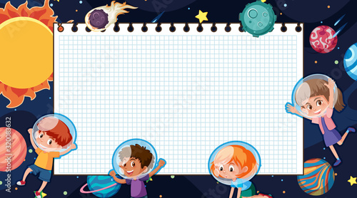 Border template with space theme in background