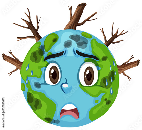 Pollution on earth with dirty water and deforestation