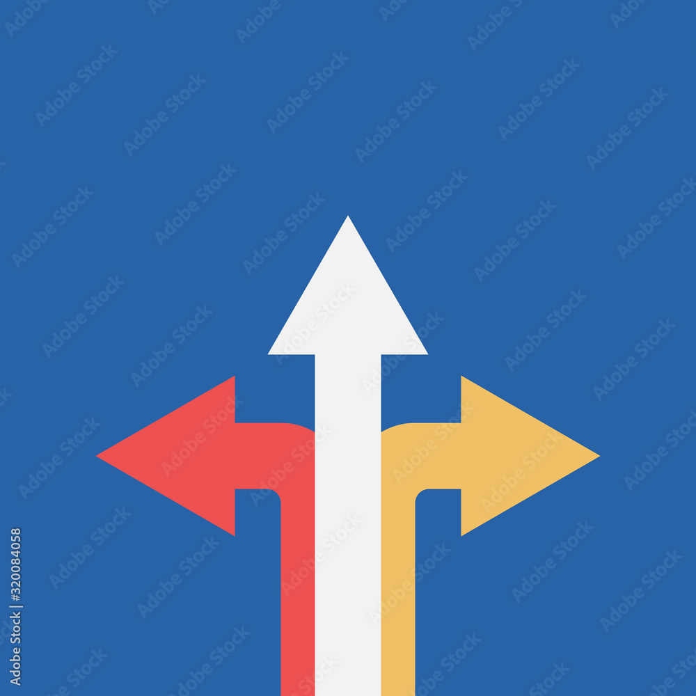 business concept , Arrows in different directions make decisions , Vector illustration flat design business concept , Arrows in different directions make decisions , Vector illustration flat design