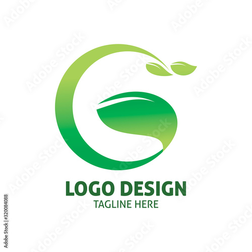 green nature letter g leaf logo design