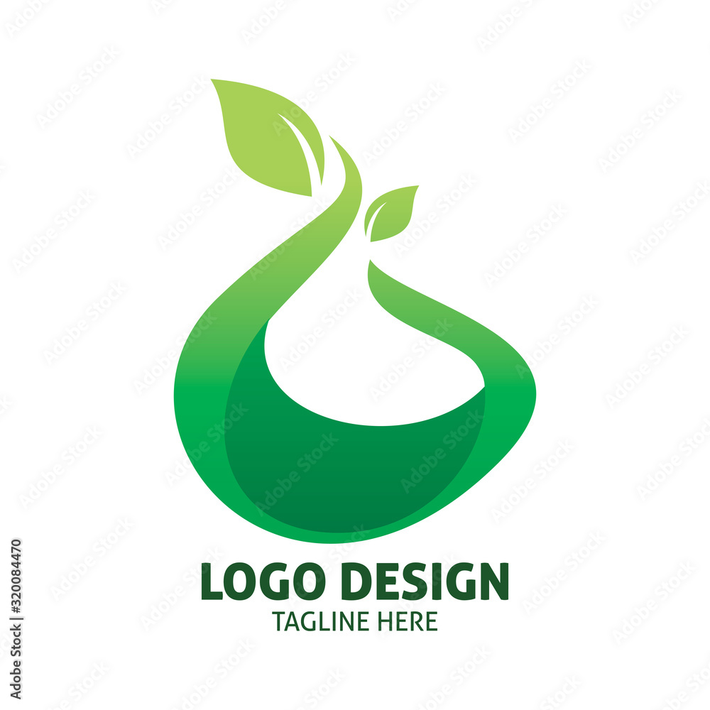 green leaf line logo design