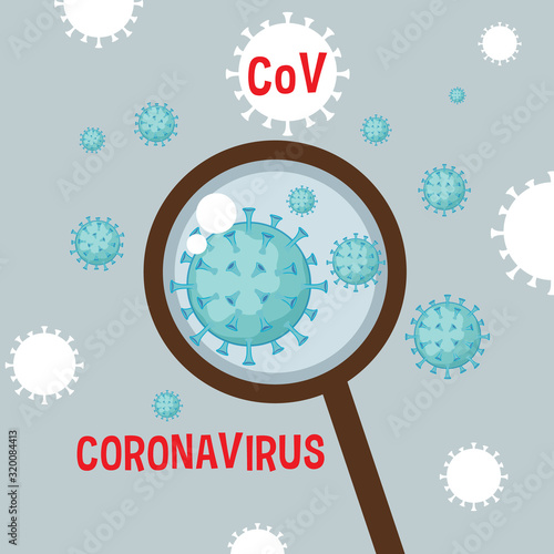 Coronavirus poster design with close of virus cell