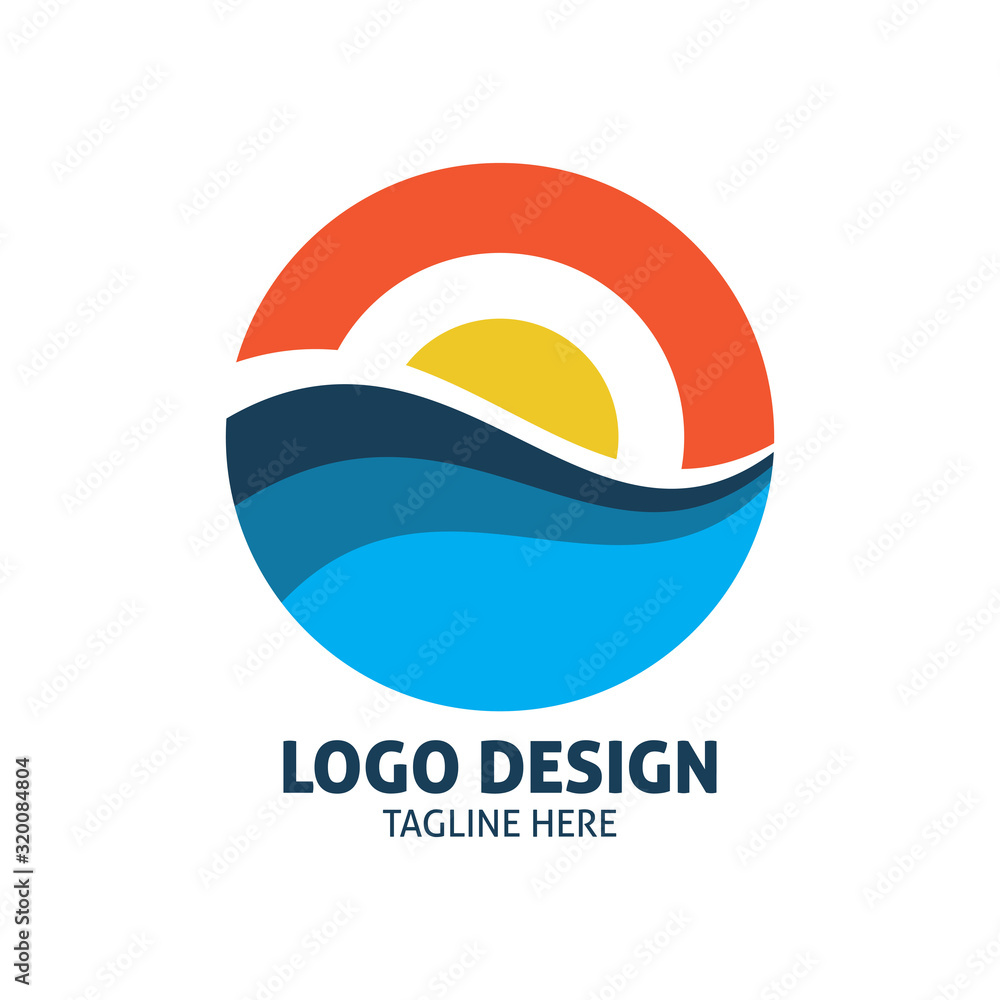 Obraz premium circle color beach sun logo design