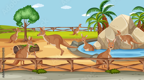 Scene with wild animals in the zoo at day time