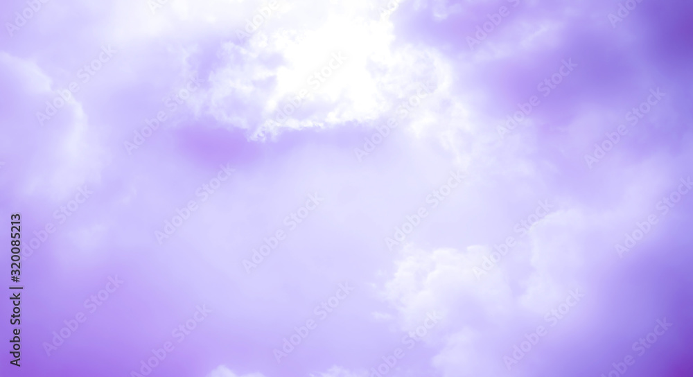 Obraz premium Purple gray sky with white clouds, beautiful nature