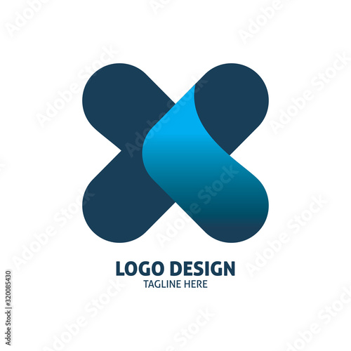 color blue letter x logo design