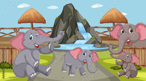 Scene with wild animals in the zoo at day time
