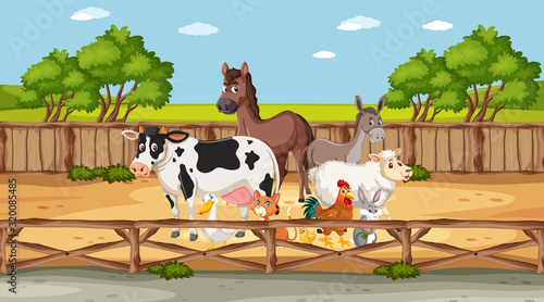 Scene with wild animals in the zoo at day time