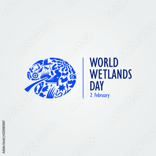 world wetlands day sign, logo or symbol. vector illustration.