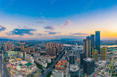 city scenery on the North Bank of Min River, Fuzhou City, Fujian Province, China