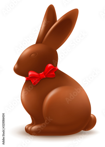 Chocolate Easter Bunny With Red Bow