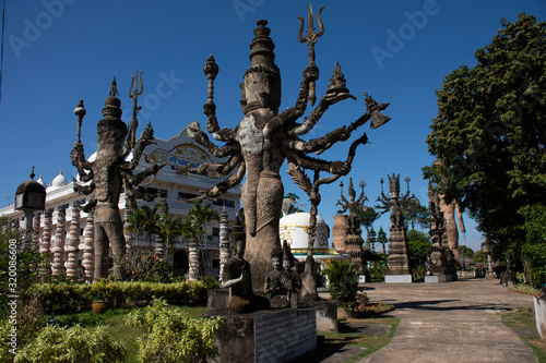 Sala Kaew Ku or Sala Keoku fantastic concrete sculpture park quirky or just plain bizarre inspired by Buddhism for thai people visit travel and respect praying at Nongkhai city in Nong Khai, Thailand