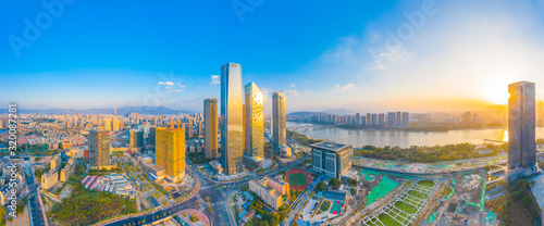 Photography city scenery on the North Bank of Min River, Fuzhou City, Fujian Province, China