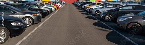 Cars in a row. Used car sales	