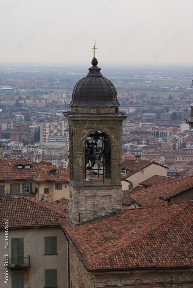 View of the roofs of the city of Bergamo
