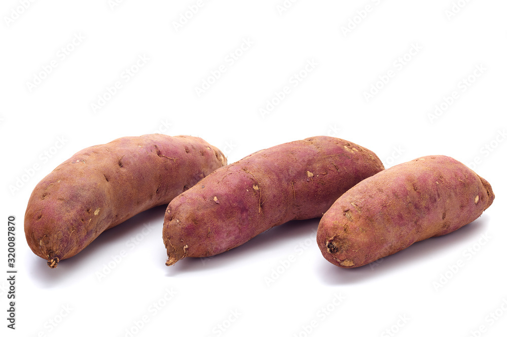 japanese sweet potatoes on white background japanese sweet potatoes on white background