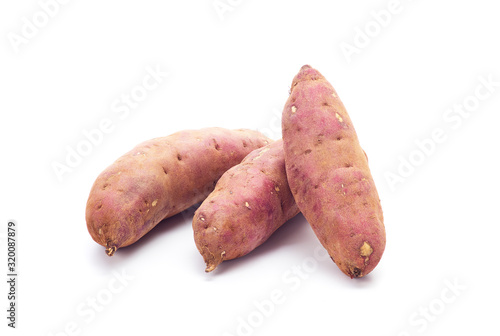 japanese sweet potatoes on white background