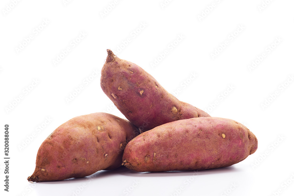 japanese sweet potatoes on white background japanese sweet potatoes on white background