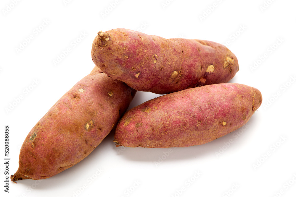 japanese sweet potatoes on white background japanese sweet potatoes on white background