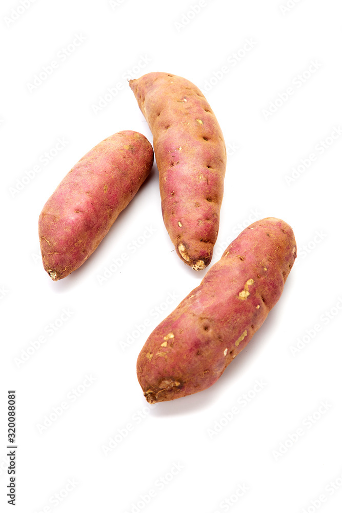 japanese sweet potatoes on white background japanese sweet potatoes on white background