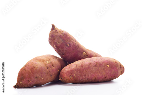 japanese sweet potatoes on white background