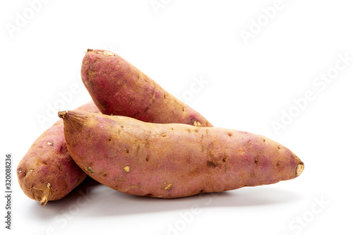 japanese sweet potatoes on white background