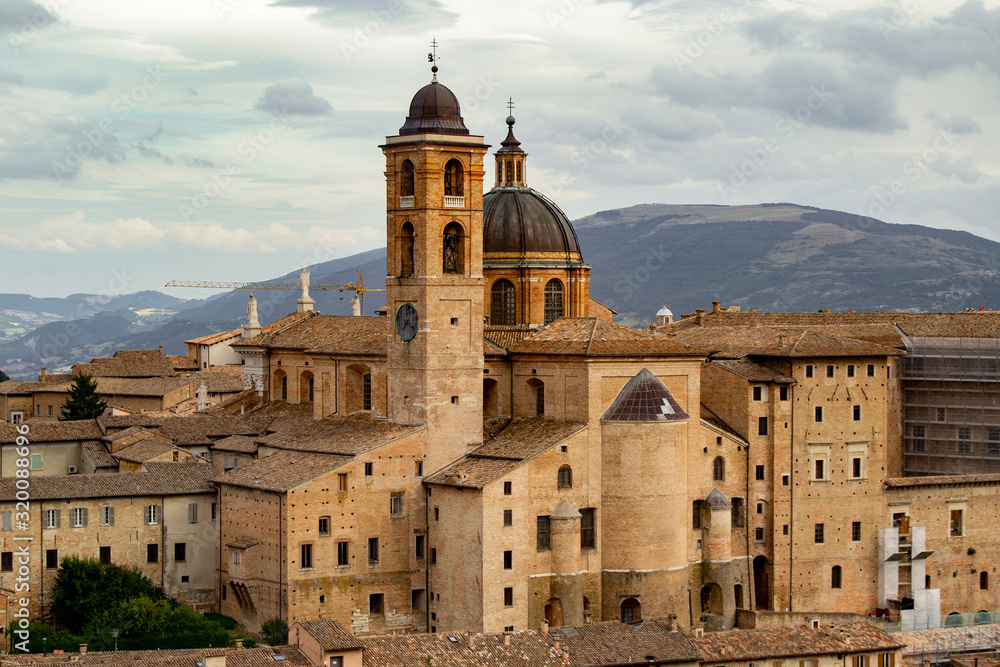 panoramic view of Urbino and ducal palace