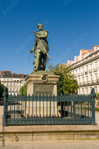 The statue of Pierre Cambronne a military general on the Cours Cambronne square in Nantes, France